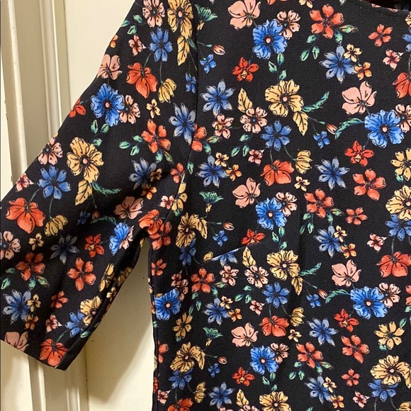 Anthropologie Black with Colourful Floral Short Sleeved Structured Mini Dress - Picture 4 of 12